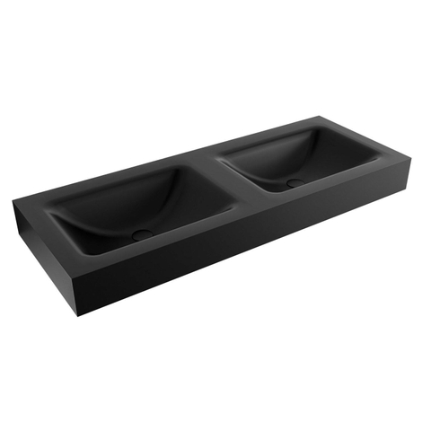 Mondiaz CLOUD wastafel - 120x46x12cm - dubbele wasbak - zonder kraangat - urban (zwart) SW430440