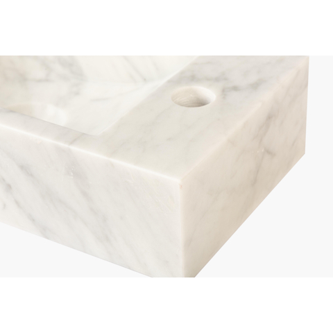 Saniclass Chaci Ensemble de lavabo - 40x65cm - 1 porte - 1 trou de robinet - droite - lavabo pierre naturelle marbre - blanc mat SW1482361