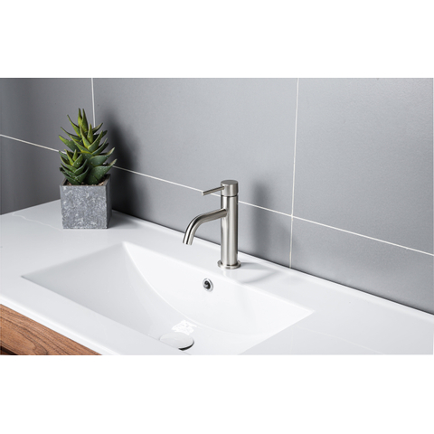 Fortifura Calvi Slim Wastafelkraan - 17.4cm - opbouw - PVD - geborsteld RVS SW377858