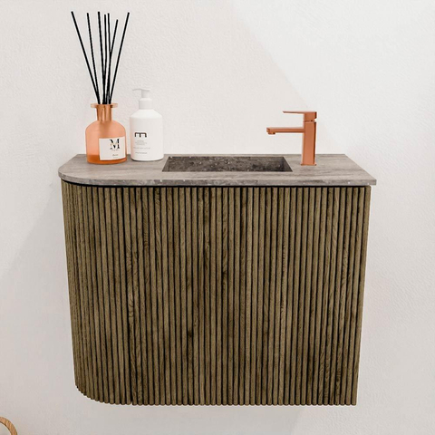 Mondiaz JOYA-DLUX 51.6cm toiletmeubel - ronding links kleur Dusk - Wastafel FAYE positie Rechts 1 kraangat kleur Oza. SW1426000