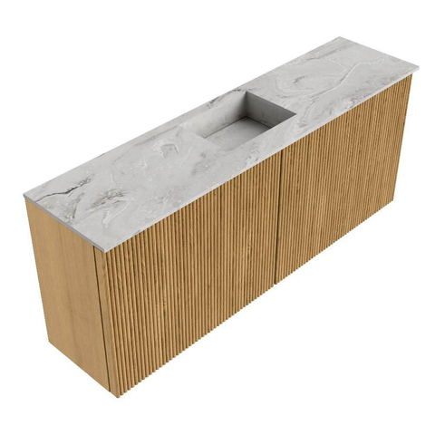 Mondiaz JOYA-DLUX 100cm meuble de toilette - couleur Chêne - Vasque FAYE position Milieu Sans trou de robinet couleur Glace SW1421999