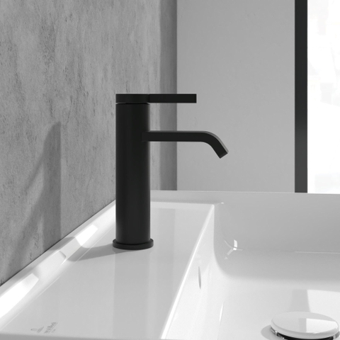 Villeroy & Boch Dawn 1 greeps wastafelkraan - zonder pop up afvoergarnituur - mat zwart SW974123