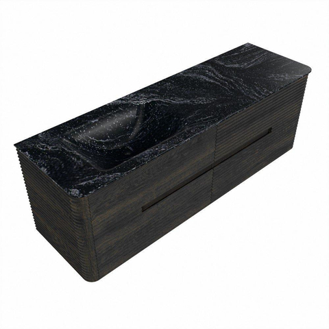 Mondiaz CIRO-DLUX Badkamermeubelset - 150x45x50cm - Solid surface wastafel Lava - 1 wasbak Links - 1 kraangat - 4 lades - Shadow SW1532480