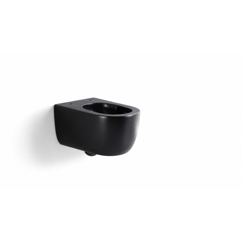QeramiQ Dely Swirl Ensemble de WC - réservoir encastré Qeramiq Flush - abattant 35mm - plaque de commande noire mate en plastique - boutons rectangulaires - noir mat SW1578281