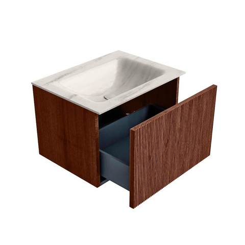 MONDIAZ KURVE-DLUX 60cm badmeubel kleur Ruby met 1 lade en 0 deuren. Wastafel CLOUD Midden zonder kraangat Meli. SW1431992