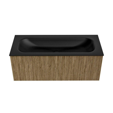 Mondiaz KURVE Badkamermeubelset - 110x46x40cm - 1 lade - wastafel solid surface - midden - 1 kraangat - Dusk SW1415126