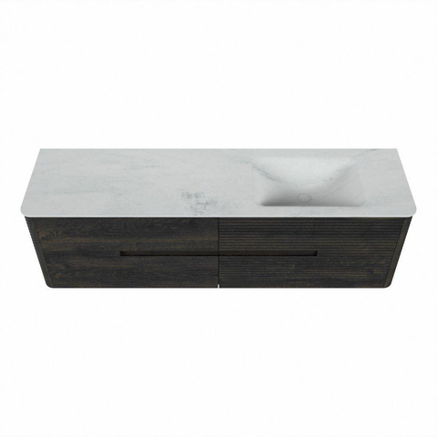 Mondiaz CIRO-DLUX Badkamermeubelset - 170x45x50cm - Solid surface wastafel Opalo - 1 wasbak Rechts - 1 kraangat - 4 lades - Shadow SW1532434