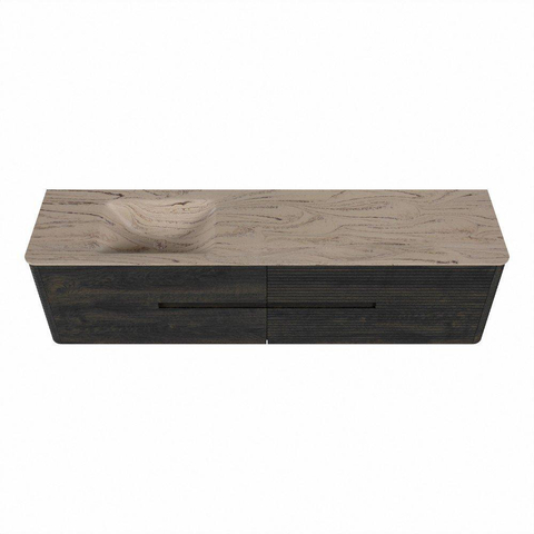 Mondiaz CIRO-DLUX ensemble de meubles de salle de bains - 190x45x50cm - lavabo en solid surface Arena - 1 vasque à gauche - sans trous de robinet - 4 tiroirs - Shadow SW1532373