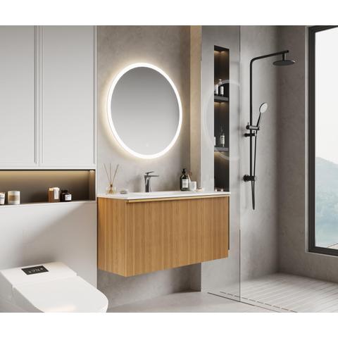 Saniclass Terra Wastafelonderkast - 100cm - 2 lades - ribbel front - sandwood SW1174092