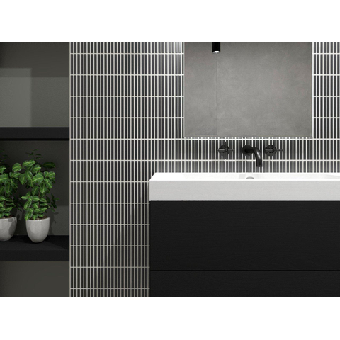 The Mosaic Factory Sevilla mozaïektegel - 30x30cm - 8mm - rechthoek - mat black (zwart) SW524001