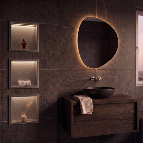 Fortifura Galeria Niche encastrée - 30x30x7cm - éclairage LED - acier inox brossé SW1529765