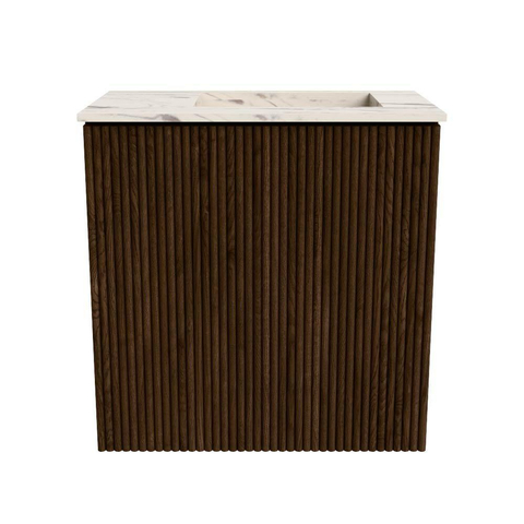 Mondiaz JOYA-DLUX 40cm toiletmeubel - kleur Walnut - Wastafel FAYE positie Rechts 1 kraangat kleur Nata. SW1424459