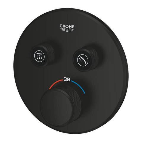 GROHE Grohtherm SmartControl afbouwdeel - rond - thermostatisch - 2 functies - mat zwart SW1475080