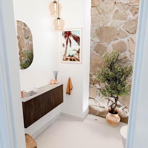 Mondiaz JOYA-DLUX 100cm meuble de toilette - couleur Walnut - Vasque FAYE position Gauche 1 trou de robinet couleur Glace. SW1422393