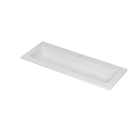 INK Aspekt wastafel - 120x45x1.5cm - 1 wasbak - 1 kraangat - porselein wit mat SW439562