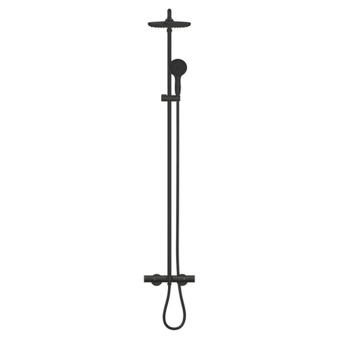 Grohe Tempesta System 250 Regendoucheset - 158.8cm - hoofddouche - 25cm - ronde handdouche - 2 straalsoorten - met thermostaatkraan - matte black (mat zwart) SW1077280