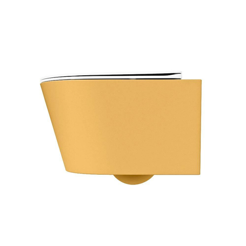 Mondiaz LAVIE hangtoilet – spoelrandloos – 36 x 53 cm – met softclose zitting – Ocher (geel), zitting Talc (wit) SW1208760