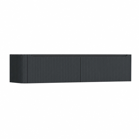 H&R Badmeubelen Juice Wastafelonderkast - 180x45x40cm - linkerhoek afgerond - 3D-front - 2 lades - geïntegreerde greep - dark blue SW1260524