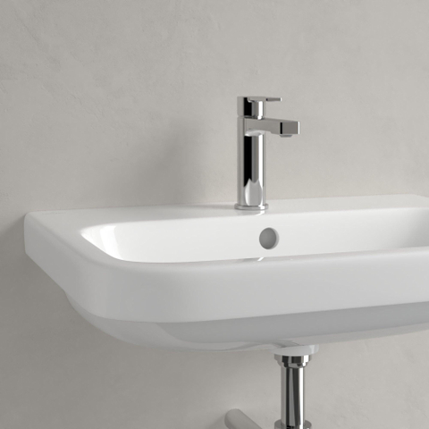 Villeroy & Boch Architectura wastafel - 65x47cm - 1 kraangat - met overloop onderkant - geslepen CeramicPlus - White Alpine (glans wit) SW29521