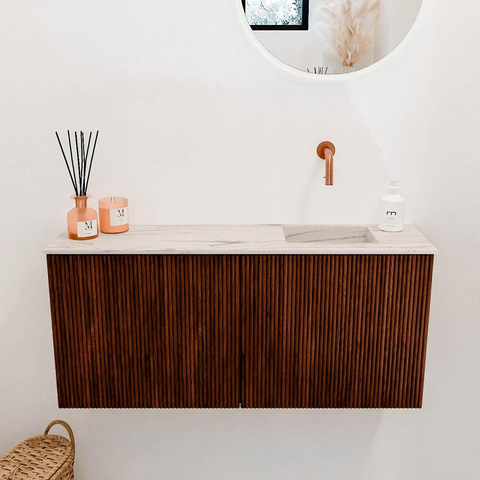 Mondiaz JOYA-DLUX 90cm meuble de toilette - couleur Ruby - Lavabo FAYE position Droite Sans trou de robinet couleur Nata. SW1425444