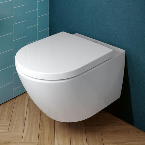 Villeroy & Boch Subway 3.0 Pack WC - sans bride - à fond creux - réservoir encastrable - Twistflush - plaque de commande noir mat - abattant - Blanc Alpin SW956287