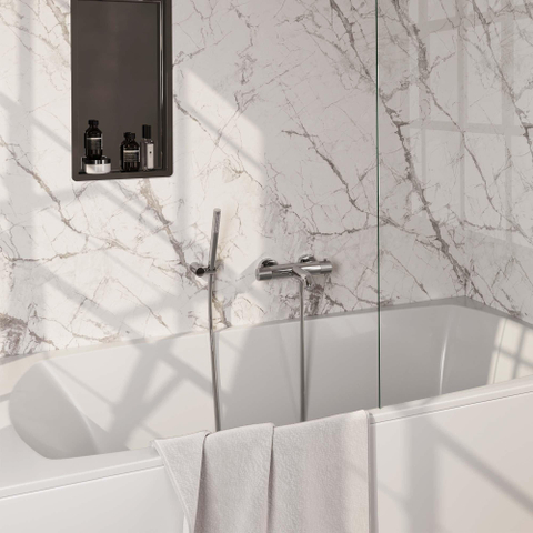 Robinet de baignoire Brauer Chrome - ensemble de douche - douchette à main 1 fonction - bouton carving - chrome SW1164693