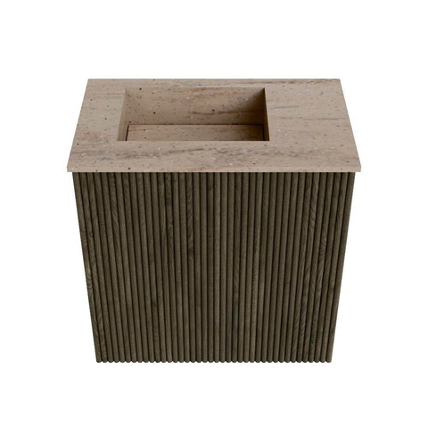Mondiaz JOYA-DLUX 40cm toiletmeubel - kleur Shadow - Wastafel FAYE positie Links Zonder kraangat kleur Saba. SW1425113