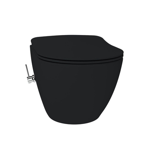 Creavit Free WC suspendu avec robinet de bidet – eau chaude & froide – sans abattant – noir charbon mat SW1471011