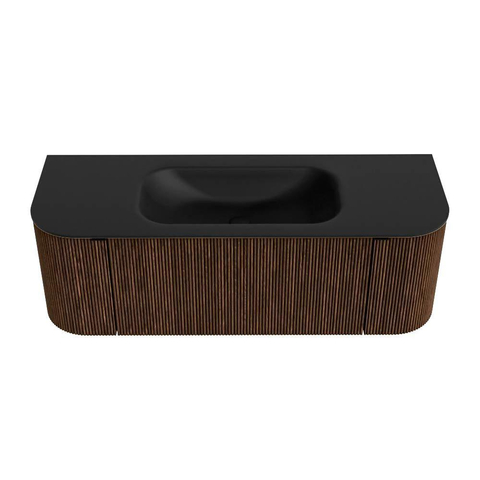 MONDIAZ KURVE Meuble de salle de bains 130 cm avec module 25 Len R couleur Walnut avec 1 tiroir et 2 portes. Lavabo BIG SMALL central sans trou de robinet Urban. SW1138478