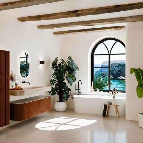 MONDIAZ THOR-DLUX 160cm meuble de salle de bains arrondi gauche + droite couleur Ruby avec 1 tiroir et 2 portes. Vasque suspendue CLOUD centrale sans trou de robinet couleur Arena. SW1465121