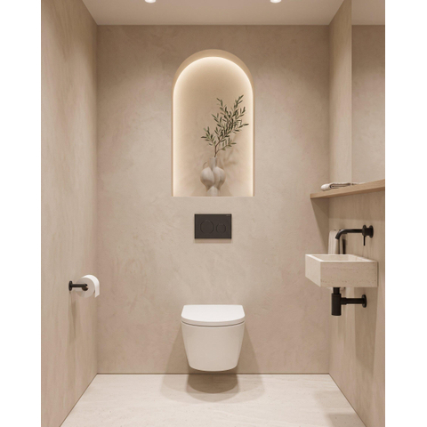 QeramiQ Dely Toiletset - 36.3x51.7cm - Geberit UP720 inbouwreservoir - rimless - diepspoel - 35mm zitting - softclose - bedieningsplaat mat antraciet - ronde knoppen - glans wit SW1428029