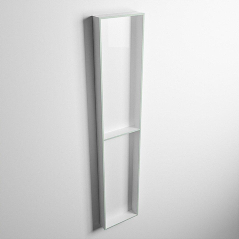 Mondiaz Easy nis 29.5x89.5x8cm voor Inbouw/opbouw 2 open vakken Solid surface Talc/Greey SW643808