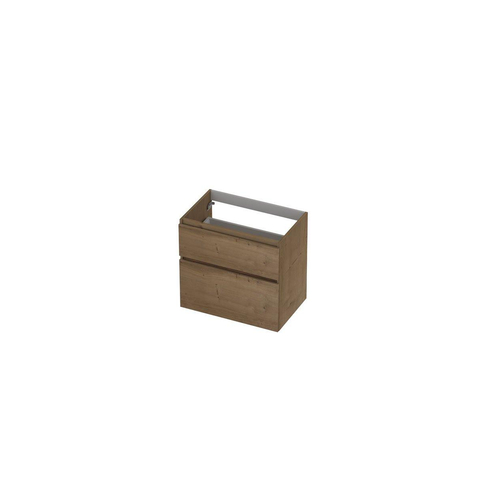 INK Wastafelonderkast - 80x45x37.6cm - 1 lade - push to open - horizontaal gefreesd Eiken - Charcoal SW693368