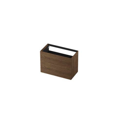 INK Wastafelonderkast - 90x45x65cm - 2 lades - push to open - horizontaal gefreesd - Eiken - Chocolate SW693492