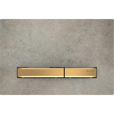 Geberit Sigma50 bedieningsplaat - 2-toets spoeling - vierkant - messing/betonlook - betonlook messing grijs SW420732