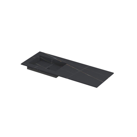 INK Post wastafel - 120x45x1cm - 1 wasbak links - 0 kraangaten - keramiek Lauren black mat SW693338