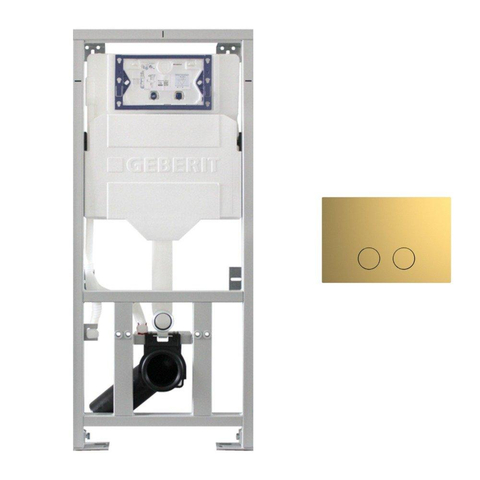 Geberit Inbouwreservoir - UP320 - QeramiQ Push Steel bedieningsplaat slim - dualflush - ronde knoppen - geborsteld messing SW1600606