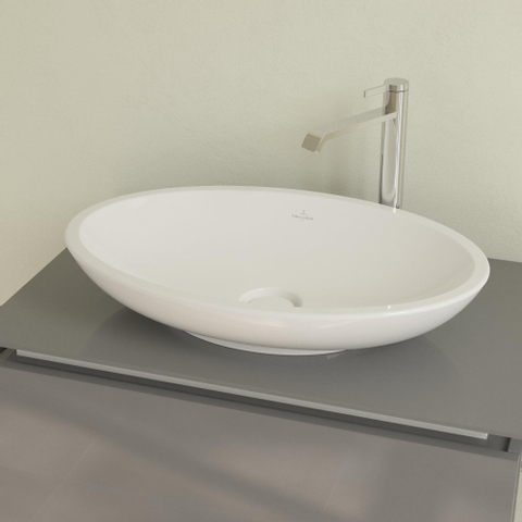 Villeroy & Boch Loop and Friends Lavabo à poser 63x43cm avec bonde avec couverture céramique sans trop plein sans trou pour robinetterie Blanc 0109009