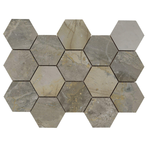 Terravito Ivello Mozaïektegel - 22.5x32.5cm - hexagon - 10mm - Nature gepolijst SW1119943
