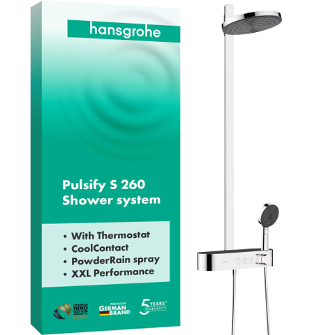 Hansgrohe Pulsify s Howerpipe - 26cm - 2jet - planchet - 40cm - hoogglans chroom SW651114