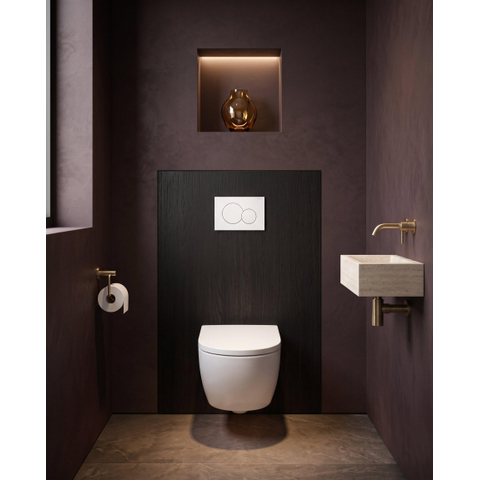 QeramiQ Dely Swirl Toiletset - 36.5x53cm - Geberit UP720 Duofix Sigma inbouwreservoir - 35mm zitting - bedieningsplaat Sigma wit - ronde knoppen - mat wit SW1413932