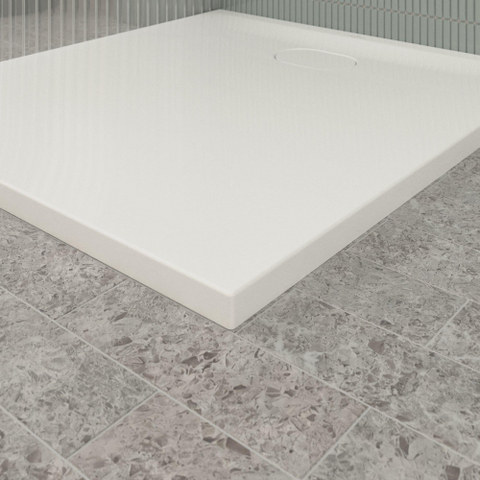 Villeroy & Boch Ecora douchebak - 100x90x3.5cm - afvoer korte zijde - white alpine (wit) SW1558916