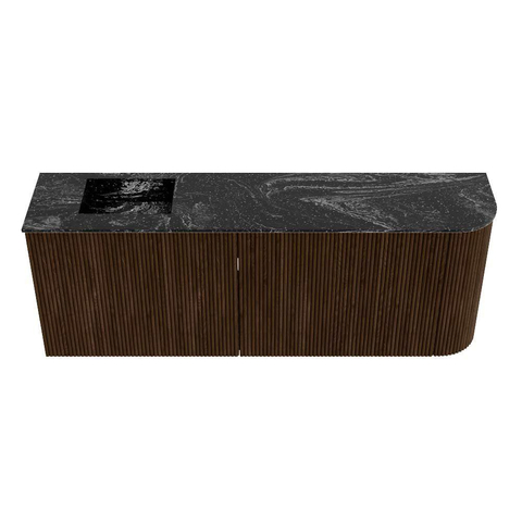 Mondiaz JOYA-DLUX Meuble de salle de bains 111.6cm - arrondi droite couleur Walnut - Vasque FAYE position Gauche 1 trou de robinet couleur Lava SW1422504