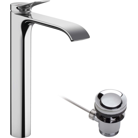Hansgrohe VIVENIS 1 greeps wastafelkraan - 250 PopUp - trekwaste - hoogglans chroom SW642503