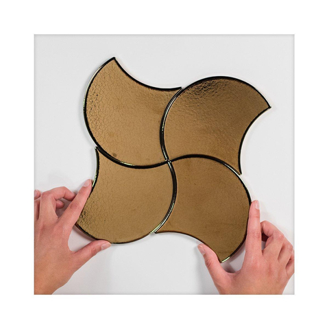 Terravito Cavoa carreau mural - 13.4x15cm - 7mm - Écaille de poisson - Or brillant SW647618