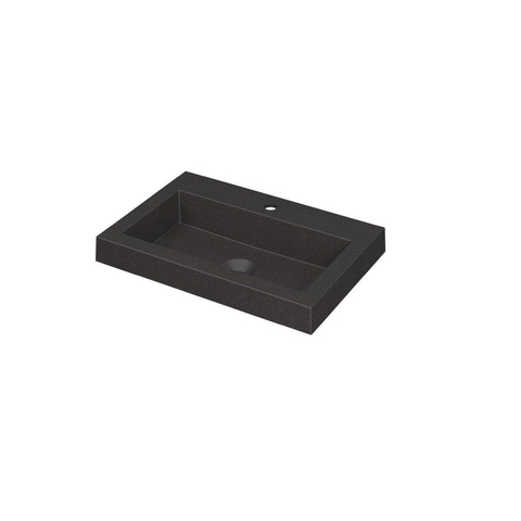 Ink dock lavabo 60x6x40cm 1 trou pour robinet évier quartz noir SW68553