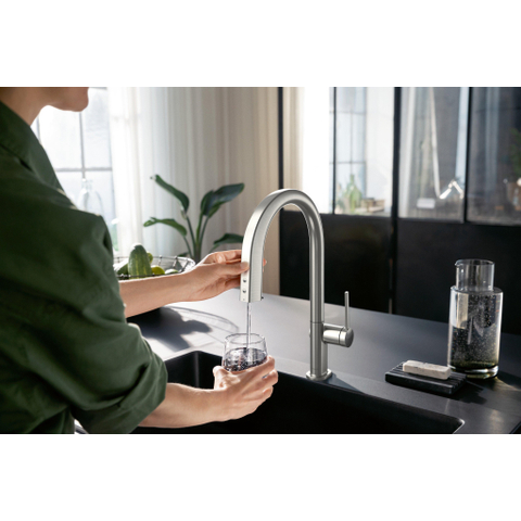 Hansgrohe Aqittura M91 SodaSystem 210, uittrekbare uitloop 1jetsBox, starter set RVS-look SW1567435