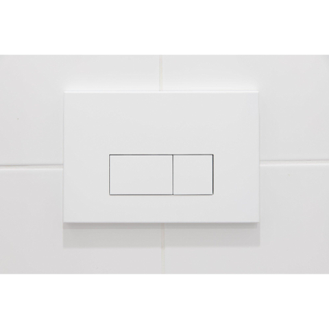 Pack WC QeramiQ Dely Swirl Compact - réservoir encastrable Geberit UP320 - avec bâti-support Burda - abattant 25 mm - plaque de commande en métal blanc mat - boutons rectangulaires - blanc mat SW1595658
