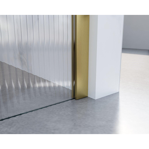 Fortifura Galeria inloopdouche - 60x200cm - ribbelglas - wandarm - PVD - geborsteld messing (goud) SW877043