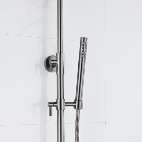 Fortifura Calvi Ensemble de douche pluie - thermostatique - douche principale de 30 cm - flexible en métal - douchette à main - Gunmetal PVD brossé SW1204433